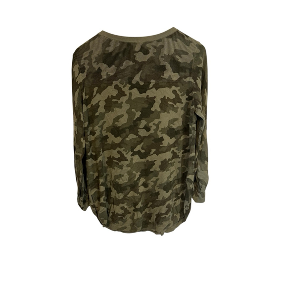 Women's Caslon Camo Crew Neck Sweater S Green Brown - Picture 4 of 9